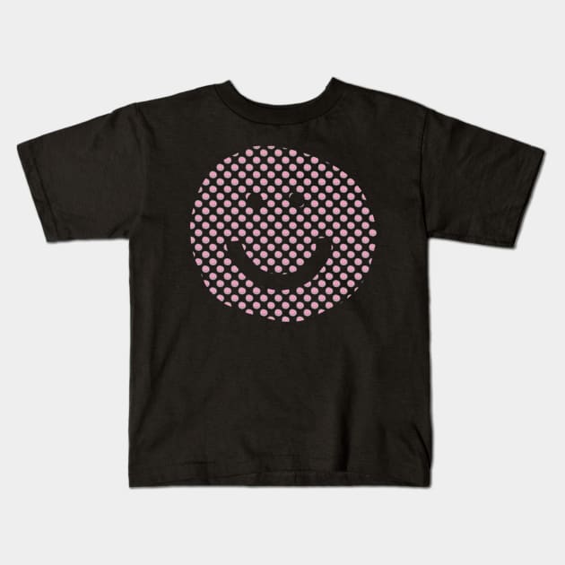 Smiley Face Pattern Prism Pink Kids T-Shirt by ellenhenryart